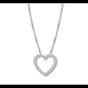 Diamond 14k white gold heart pendant